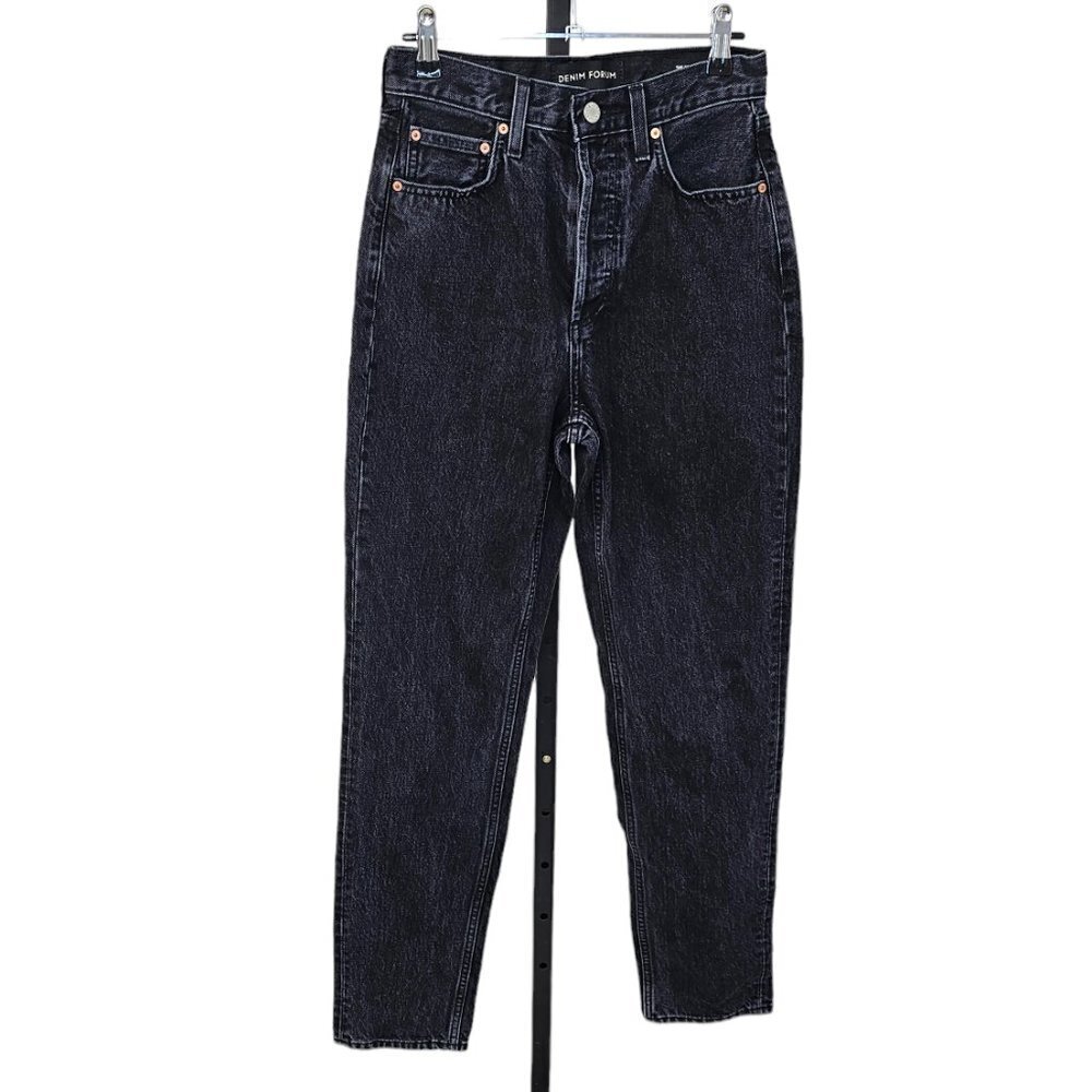 Denim Forum Womens The BF High Rise Loose  Jeans Black Gray Wash Size 23